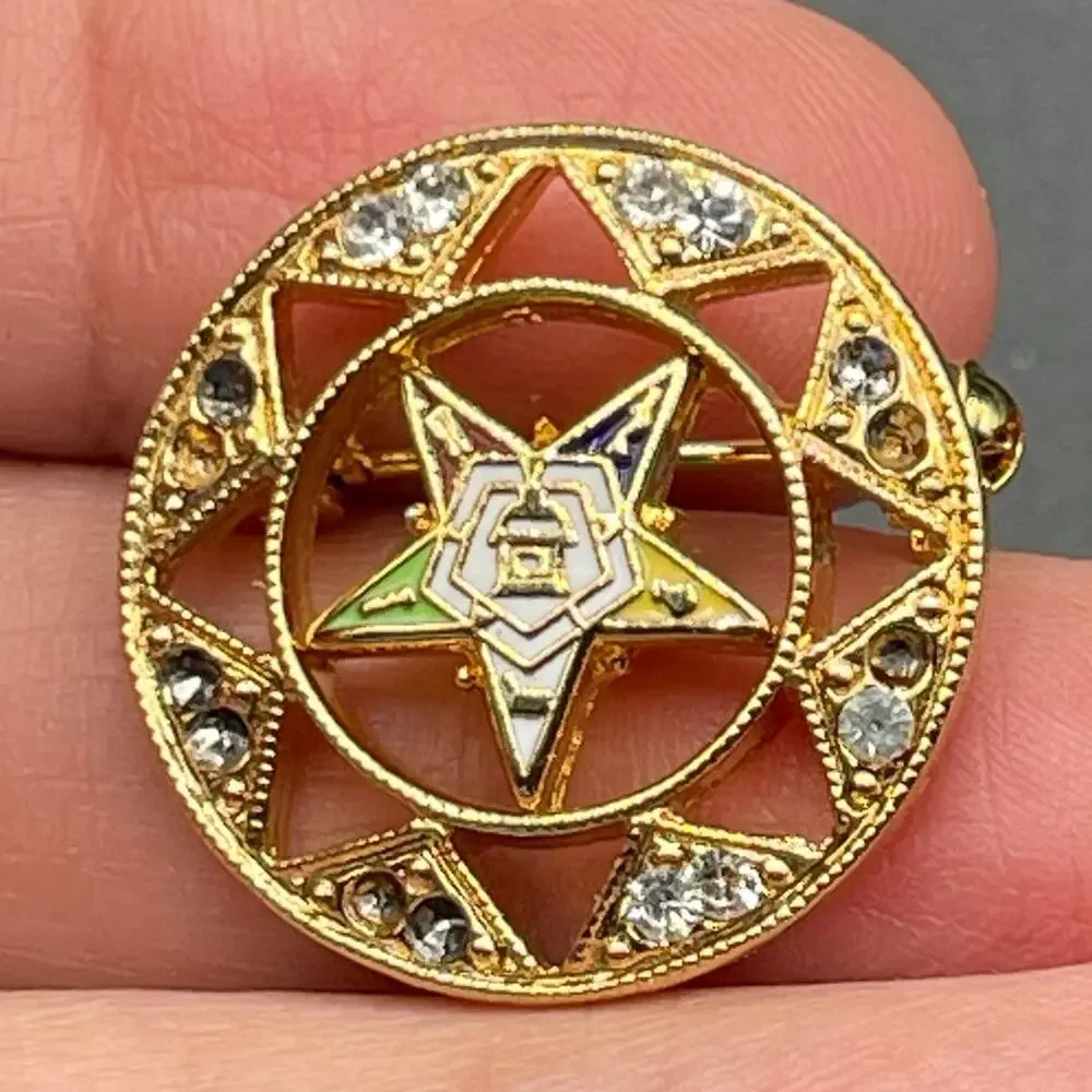Order of the Eastern Star Lapel Pin Vtg Gold Tone 1